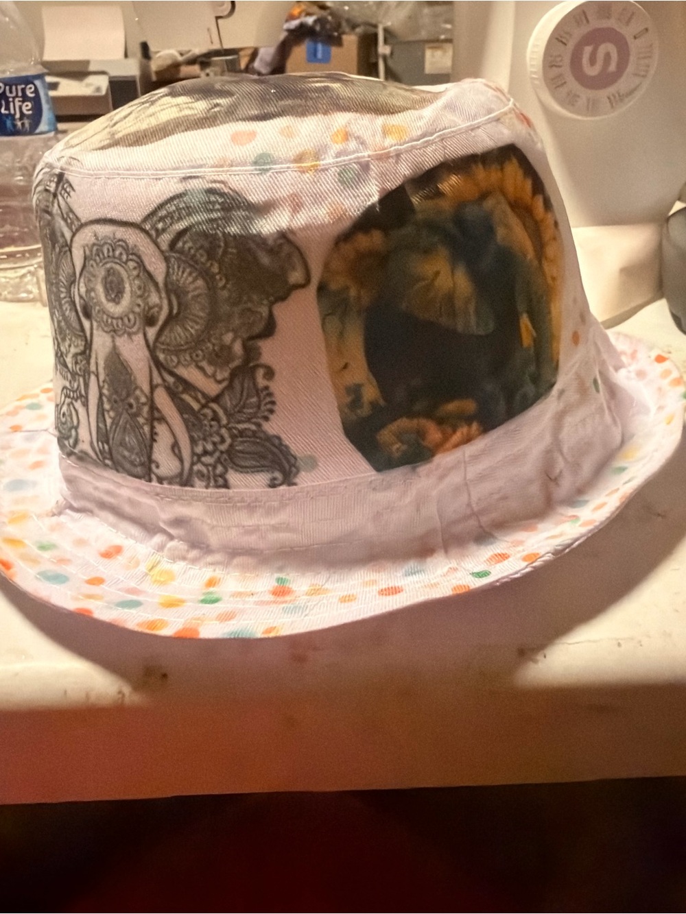 Bucket Hat - White with Multicolor Accents adults